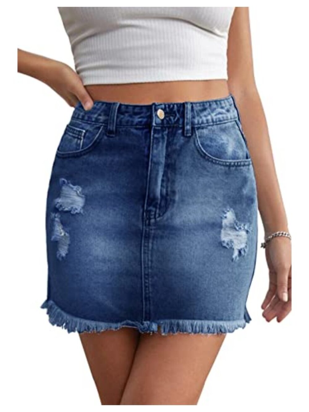 Womens High Waist Bodycon Denim Mini Skirt Stretchy Jean Pencil Skirt with